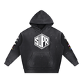 Vintage Washed Frayed Fleece Hoodie 360gsm